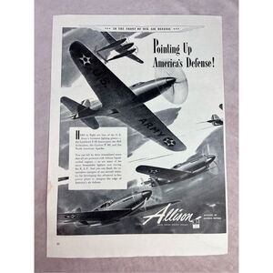 1941 Allison Advertisement WWII Aircraft Engine Army Lockheed P-38 Vtg Print AD